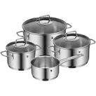 WMF Topfset Astoria Edelstahl Silber Glasdeckel spülmaschinengeeignet 4 teilig