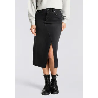 Jeansrock HUGO BLUE "Goja", Damen, Gr. M, schwarz 003, Denim/Jeans, Obermaterial: 99% Baumwolle, 1% Elasthan, unifarben, regular fit ca. Mitte Wade, Röcke Jeansrock, in Midi-Länge, mit asymmetrischem Schlitz