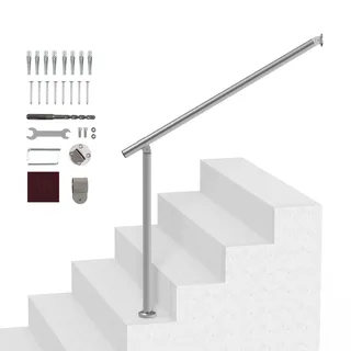 Vevor Handläufe für Außentreppen, 100 cm Terrassengeländer-Set zur Wand- und Bodenmontage, Geländer für Außentreppen mit Installationsset