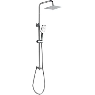 Marwell Duschsystem Bayala Square mit Regendusche 20x20 cm Duschgarnitur mit verstellbarer Haltestange Handbrause mit 3 Strahlarten