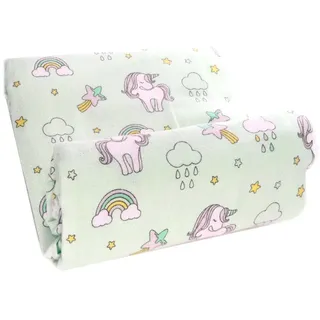 La Bortini Betttuch Baby Wickeltuch Tuch Spucktuch groß 78 x 120cm Babytuch, aus reiner Baumwolle, aus Flanell-Stoff, in Grün mit Einhorn grün