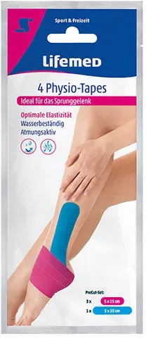 Lifemed 4 Physio-Tapes farbig sortiert "Sprunggelenk" 2 Größen 24 Pack à 4 Stück = 96 Stück