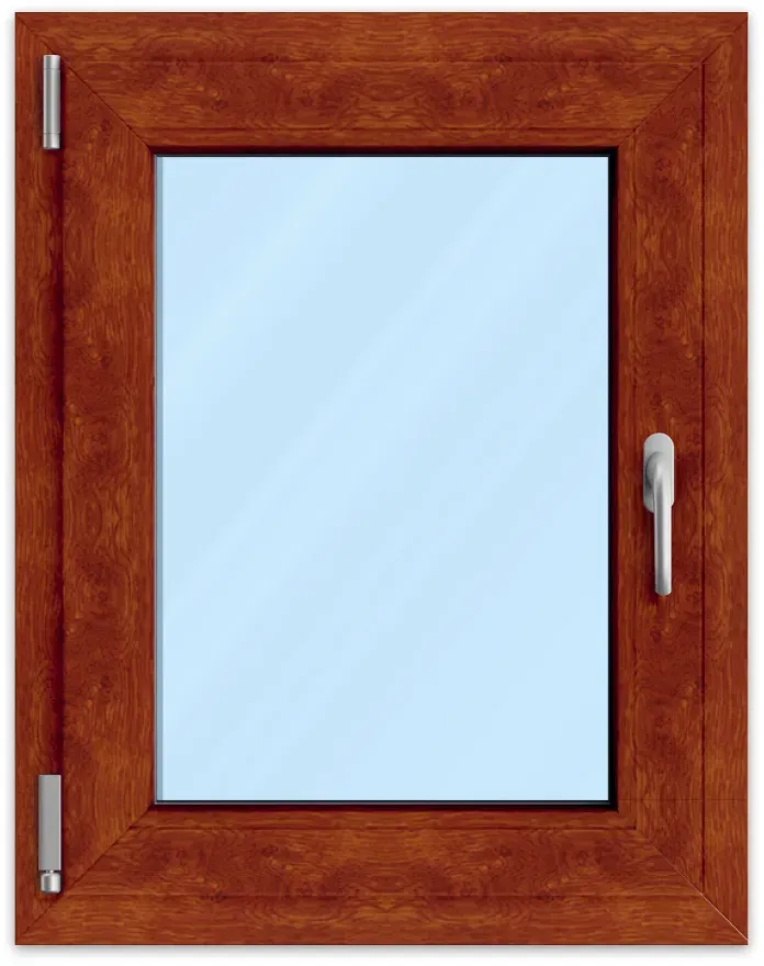 Kunststofffenster Holzoptik, Golden Oak außen, Weiß innen, aluplast IDEAL 4000, 510 x 510 mm, individuell konfigurieren