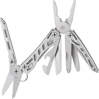 NexTool Multitool, Mini Flagship 10 IN 1 Multitool Werkzeug, Multifunktionswerkzeug mit Taschenmesser, Zange, Dose/Flaschenöffner, Schere, Schraubendreher/Camping Zubehör/Geschenke für Männer-Silber