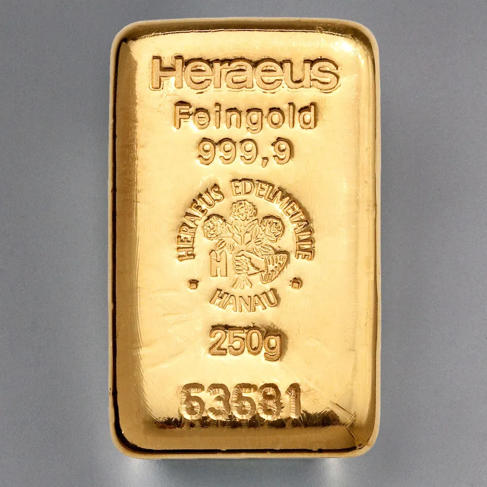Goldbarren 250g HERAEUS gegossen
