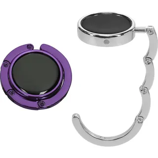 kwmobile Taschenhalter für Tisch - 2X Faltbare Antirutsch Handtaschenhalter Tisch Haken - Taschen Aufhänger - Geschenkidee Gadgets für Frauen - Taschenhaken Set in Silber Magenta Lila