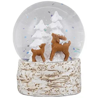 Hti-Living Schneekugel Rehfamilie weiß