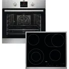 AEG Backofen-Set "TEAMHHB", A (A+++-D), grau (edelstahl), Herdsets, Wasserdampfreinigung des Backofens, Grill, Keramikkochfeld mit Touch