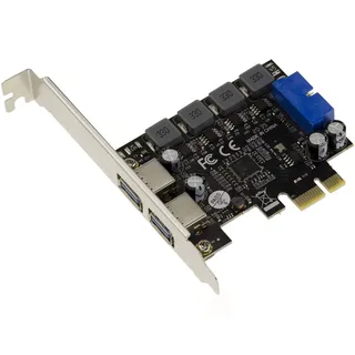 KALEA-INFORMATIQUE PCI Express PCIe USB 3.0-Karte mit 2 externen 5G Typ A-Ports und 2 internen Ports auf 19-poligem USB3-Stecker. Auto STROMVERSORGT, mit NEC D720201 Chipsatz.