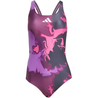 adidas Damen TIE DYE Graphic V-back Badeanzug - Aurora Black/White, 40