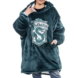 Merchoid Harry Potter Slytherin Übergroße Decke Hoodie - Bequeme, weiche, warme Plüsch-Kapuzendecke für Damen und Herren mit Sherpa-Fleece-Futter und Kängurutasche, Grün, Einheitsgröße, grün, One size - Einheitsgröße