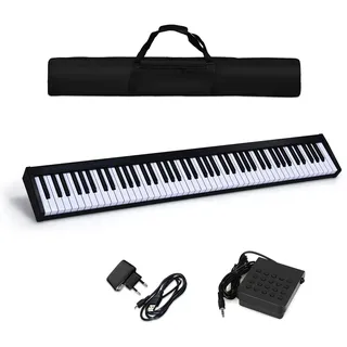 Costway Digitales Piano Keyboard 88 Tasten, tragbares elektronisches Musikinstrument, Bedienfeld, Leichtgewicht, Musikgeschenke für Kinder und Anfänger, mit Tragetasche, schwarz
