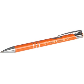 Livepac Office Kugelschreiber Kugelschreiber mit Gravur "Viel Glück" / aus Metall / Farbe: orange (m