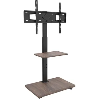 XTRARM Delphos Mobiler TV Ständer Rollbar mit Holzfuß, Fernsehständer für 32-70 Zoll Fernseher bis zu 45 kg, Hoehenverstellbar bis ca.130 cm Drehbar ±25° Max.VESA 600x400