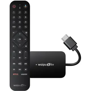 waipu.tv Stick (2. Generation) | Inkl. Fernbedienung mit Beleuchtung | Fernsehen über WLAN | LAN | HDMI | 4K | HDR10+ | Dolby Atmos | Voucher für 3 Monate 300 TV-Sender & 40.000 Filme & Serien