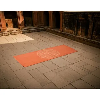 Yogishop Yogateppich cotton rug - flower of life - mocca/cream