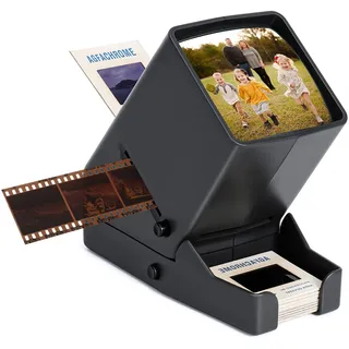 Komfortabler LED Diaprojektor - 3-fach vergroßert mit USB und Batteriebetrieb
