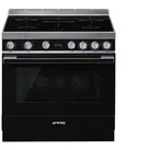 Smeg Kombistandherd, SMEG CPF9IPBL, Induktion, Schwarz, 90 cm