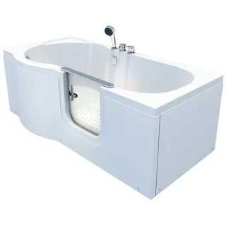 AcquaVapore Badewanne Seniorenwanne mit Tür S12-R-ALL Badewanne 85x170cm, (1-tlg), mit Ablaufgarnitur weiß