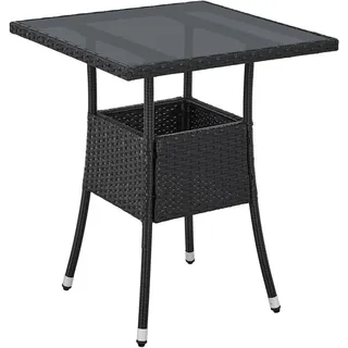 Juskys Yoro Polyrattan Gartentisch quadratisch 60 x 60 cm Schwarz 