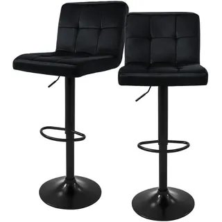 ML-Design Barhocker 2er Set aus Samt, Schwarz, Metall, 50x112x45 cm, Esszimmer, Barmöbel, Barhocker