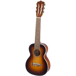 Fame Deluxe Guitarlele Tenor Ukulele, Kompakte 6-Saitige Gitarren-Ukulele, Fichtendecke, Mahagoni Korpus, 431mm Mensur, Walnuss Griffbrett, 18 Bünde, Sunburst Finish