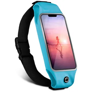 moex Laufgürtel Handy für Motorola Edge 50 Fusion Lauftasche Jogging Tasche Wasserfest, Slim Running Belt Flexibel mit Sichtfenster, Laufgurt zum Joggen Bauchtasche Sport, Türkis