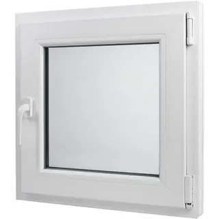 bravo the smart solution Kunststoff Fenster Dreh/Kipp 60 cm x 60 cm Anschlagrichtung Rechts inklusive Fenstergriff