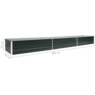 vidaXL Garten-Hochbeet verzinkter Stahl 480 x 80 x 77 cm Anthrazit