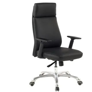FineBuy Bürostuhl Chefsessel PORTO Leder Schwarz Schreibtischstuhl Drehstuhl ergonomisch