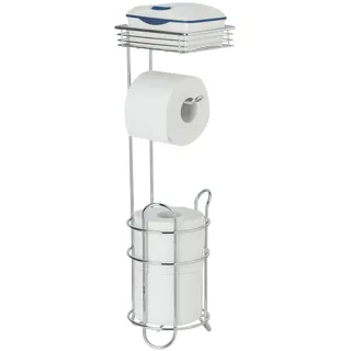 Wenko Toilettenpapierhalter stehend, mit Ablage Chrom, mit Ersatzrollenhalter
