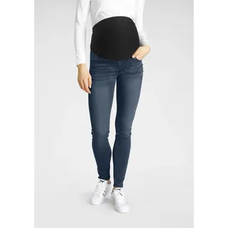 Umstandsjeans NEUN MONATE "Stretch-Jeans für Schwangerschaft und Stillzeit", Damen, Gr. 36, N-Gr, blau (schwarz, blau, used), Jersey, Web, Obermaterial: 59% Baumwolle, 40% Polyester, 1% Elasthan, Basic, skinny fit lang, Jeans, hohe Leibhöhe, ohne Gürtelschlaufen, Used-Waschung