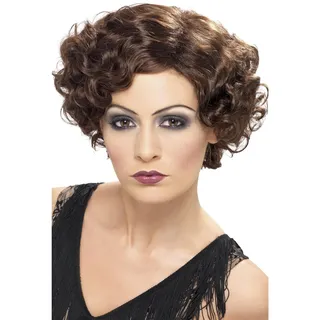 Smiffys 20er Flirty Flapper Perücke, Braun, Kurz und wellig