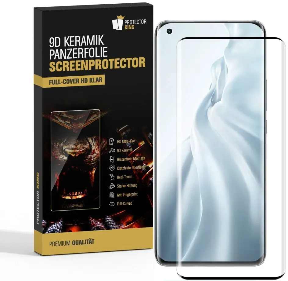 2x 9D Keramik-Glass für Xiaomi Mi 11 Ultra FULL COVER 3D KLAR Panzerfolie Displayschutz Schutzfolie Ceramic Screen-Protector