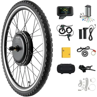 Vevor Elektro-Fahrrad Kit, 48 V 420 U/min φ650mm Vorderrad-E-Bike-Nabenmotorsatz mit verbessertem Geschwindigkeitsregler, Gasgriffsatz, LCD-Display und PAS-System für Rennrad