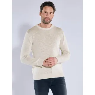 ENGBERS GERMANY Herren Pullover mit Leinenanteil Weiß regular uni Rundhals - L