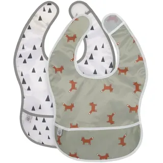 Lässig Baby Lätzchen Set 2 Stk. mit Auffangschutz wasserabweisend Klettverschluss/Lightweight Bib Little Forest Fox