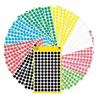 Zweckform Markierungspunkte 59994, farbig sortiert, Ø 8 mm, 3328 Stück, 416 pro Farbe, 8 Farben