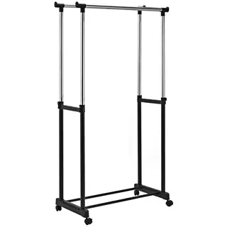 Costway Kleiderständer mit Rollen, mit Kleiderstange, Garderobenständer, 86 x 43 x 94-168 cm - COSTWAY