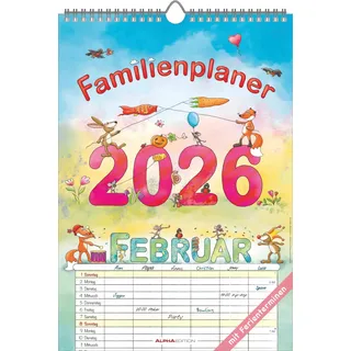 alpha edition / teneues calendars & stationery gmbh & co. kg Familienplaner Cartoon 2026- Bildkalender 23,7x34 cm - 6 Spalten - Kalender mit Platz für Notizen - mit vielen Zusatzinformationen - Wandkalender