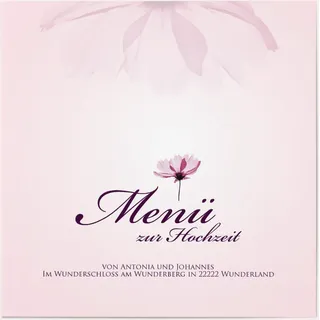 Menükarten zur Hochzeit selbst gestalten - Zarte Blumen - Rosa | Wunderkarten.de