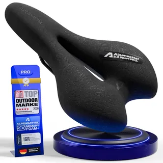 ALPENSATTEL® Ergonomischer Fahrradsattel Sport PRO [3D Memory Foam] - Fahrrad Sattel für Damen & Herren - Atmungsaktives Material für ideale Druckverteilung - Universelle Sattelhaltung für jedes Rad