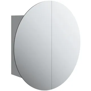 vidaXL Badezimmerschrank mit Rundem Spiegel & LED Grau 40x40x17,5 cm