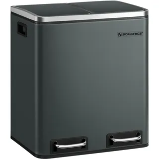 Songmics Mülleimer Abfalleimer, 30L, ergonomisch, Stahl, Metall-Fußreling