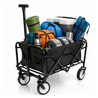 BigDean Bollerwagen faltbar bis 80 kg schwarz