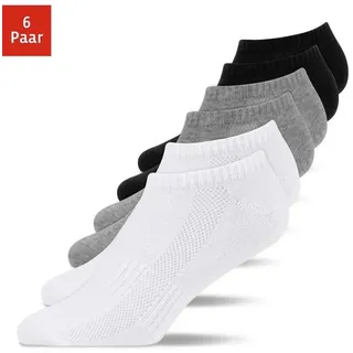 SNOCKS Sneakersocken 6er Pack Schwarz/Grau/Weiß 43-46