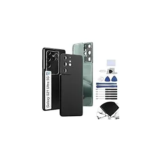 RongZy Akkudeckel Ersatz für Samsung Galaxy S21 Ultra 5G G988B Backcover Akkudeckel batterietür Gehäuse Rückseite mit Tool kit (Schwarz)