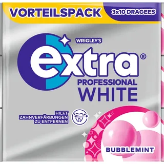 Extra® PROFESSIONAL WHITE BUBBLEMINT Kaugummis 3 Packs à 10 Stück