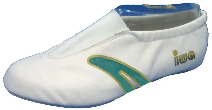 IWA Gymnastikschuh 405 - Creme mit grünen Streifen - 30