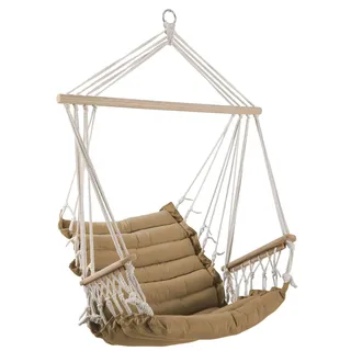 ASS Altenburger ALEOS. Design Hängesessel Stoffsessel Schwebesessel Hängekorb Maly-BRAUN mit extrem gemütlichem 6cm dicken Sitzkissen und Armlehnen ohne Hängesesselgestell